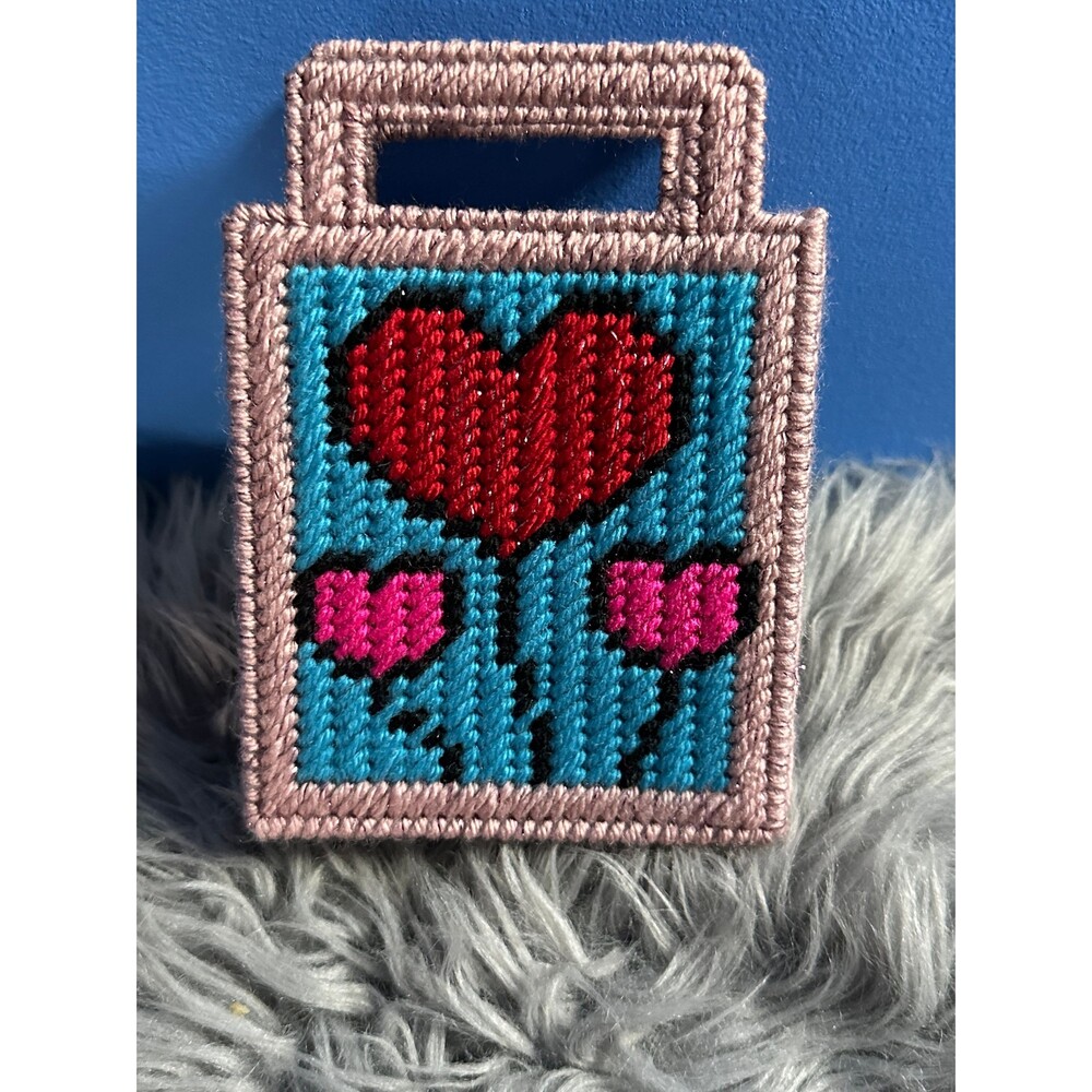 Valentine Plastic Canvas Tiny Tote Balloon Hearts Gift Basket